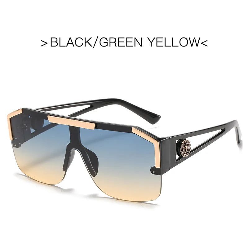 Steampunk Sunglasses Men Women Retro Oversized Sun Glasses Luxury Brand Design Gradient Square Shades for Driving UV400