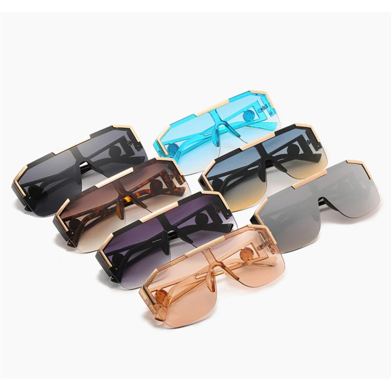 Steampunk Sunglasses Men Women Retro Oversized Sun Glasses Luxury Brand Design Gradient Square Shades for Driving UV400