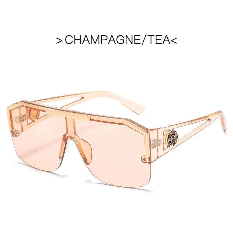 Steampunk Sunglasses Men Women Retro Oversized Sun Glasses Luxury Brand Design Gradient Square Shades for Driving UV400