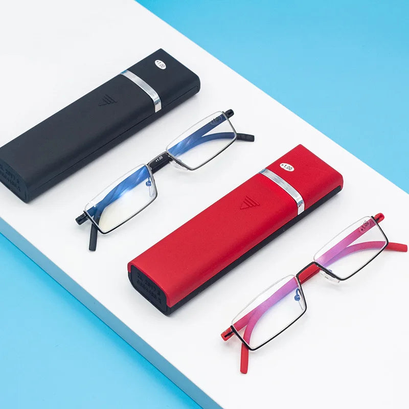 TR90 Presbyopic Glasses Man Blue Light Reading Glasses Men Metal Square Glasses For Sight Plus Lenses +1.0/1.5/2.0/2.5/3.0/3.5/4