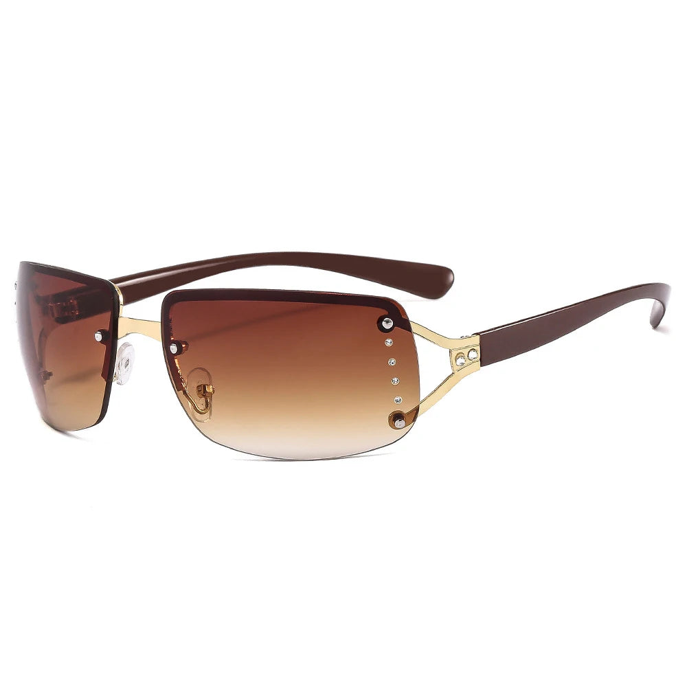 XJiea Y2K Women Sunglasses Designer Punk Rimless Sun Glasses For Men Cycilng Sports UV400 Gradient Lenses Shades Goggle