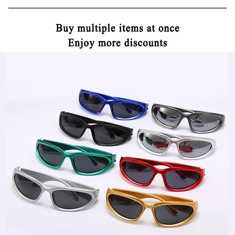 XJiea y2k Occhiali da sole Donna 2024 Steampunk Uomo Occhiali Lenti a specchio alla moda Ciclismo all'aperto Unisex Shades Eyewear