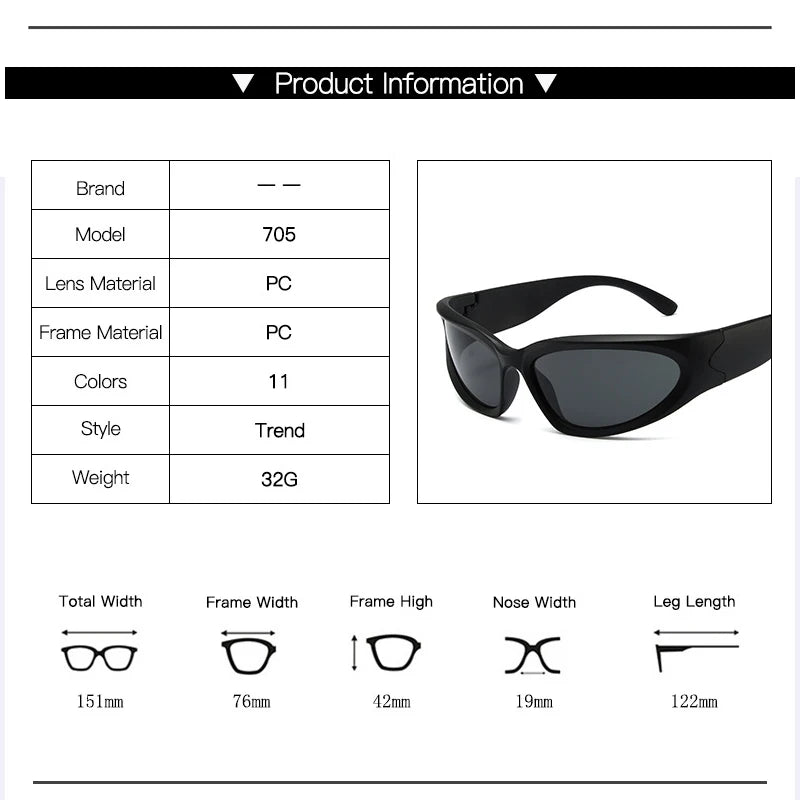 XJiea y2k Occhiali da sole Donna 2024 Steampunk Uomo Occhiali Lenti a specchio alla moda Ciclismo all'aperto Unisex Shades Eyewear
