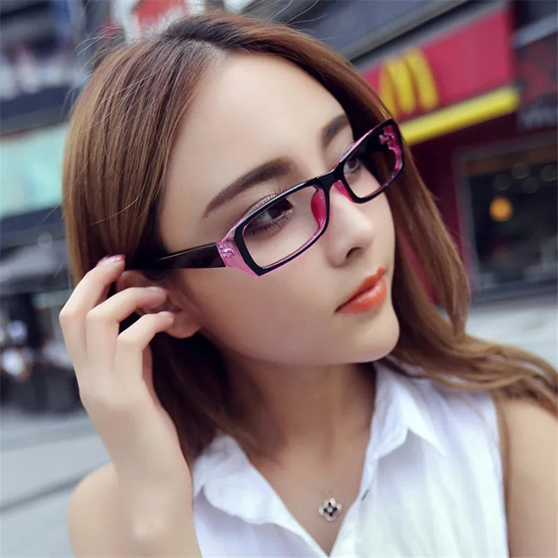 seemfly Pink Vintage Myopic Glasses Women Men Myopia Eyeglasses Black Frame Anti Blue-ray Ultra Light Short Sight Lenses Eyewear