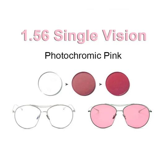 1.56 Photochromic Pink or Blue or Purple Single Vision Lens SPH Range -8.00~+6.00 Max CLY -6.00 Optical Lenses for Eyewear