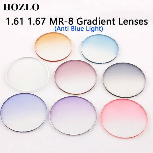 1.61 1.67 MR-8 Gradient Color Myopia Prescription Sunglasses Lenses Custom Nearsighted Hyperopia Optical Spectacles Lens