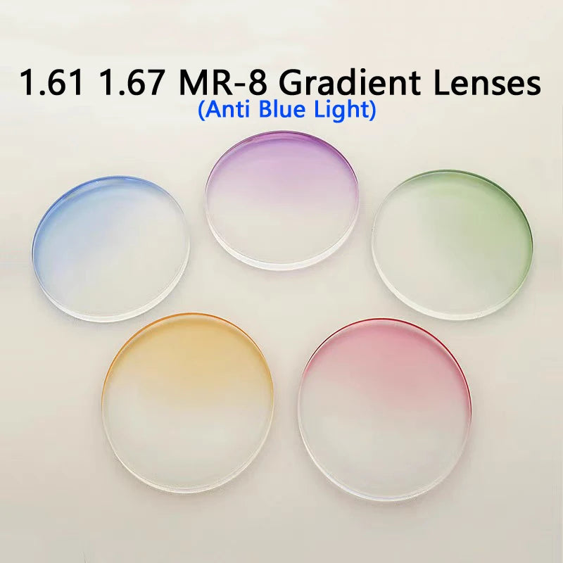 1.61 1.67 MR-8 Gradient Color Myopia Prescription Sunglasses Lenses Custom Nearsighted Hyperopia Optical Spectacles Lens