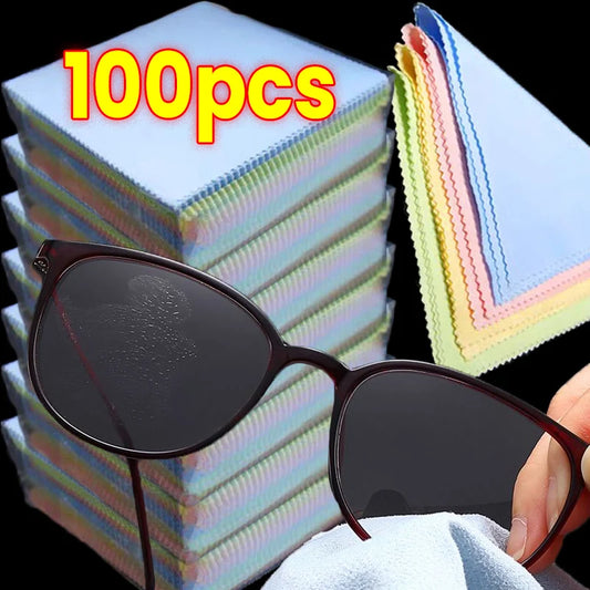 10-100 pezzi Panno per la pulizia degli occhiali Panno riutilizzabile in microfibra Anti-appannamento per occhiali Salviette per la pulizia delle lenti Vestiti Salviette in tessuto Accessori