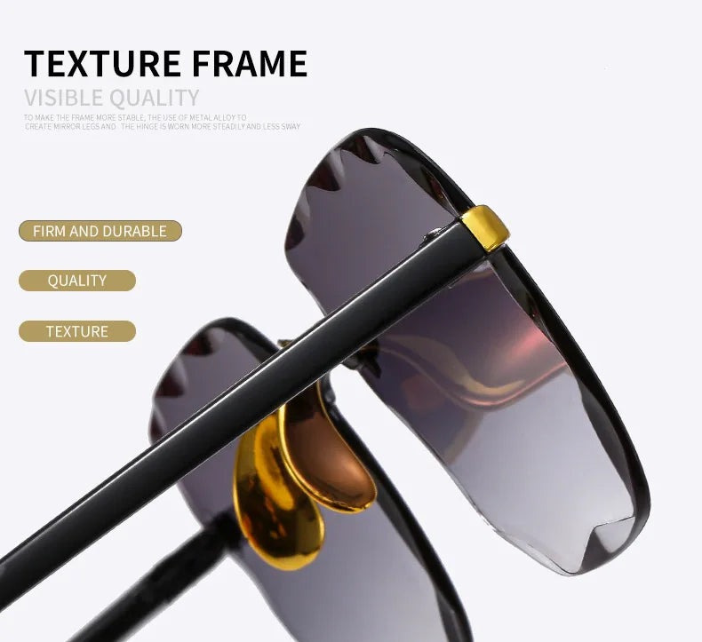 2023 New Rimless Women's Sunglasses Gradient Lenses Sun glasses Lady Vintage Alloy Legs Classic Designer Shades UV400