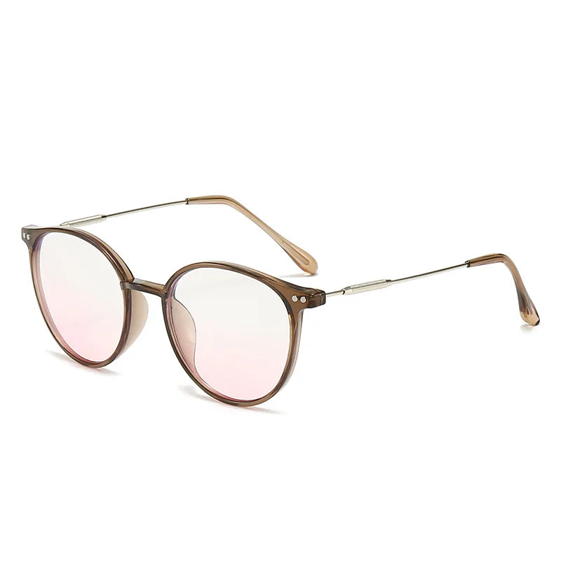 2024 New Classic Round  Anti-blue Light Glasses Women Pink Lenses For Female Summer Outdoor Accessory Eyewear