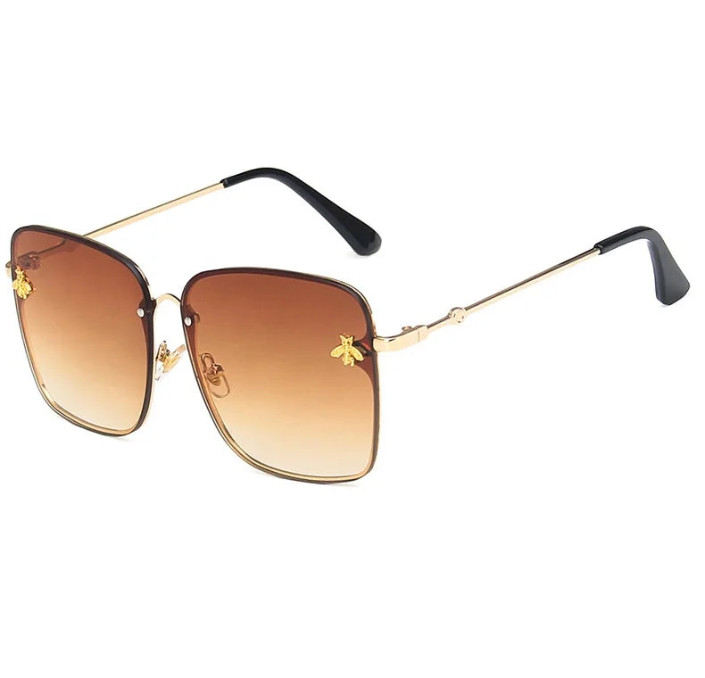 2024 Rimless Women's Sunglasses Gradient Lenses Sun glasses Lady Vintage Square Bee Designer Shades Female