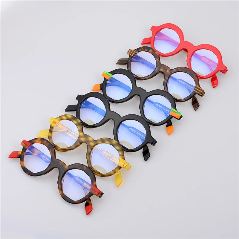 Acetate Colorful Round Eyeglass Frames Men Glasses Women Prescription Glasses Eye Glasses Frames for Men Bijziendheid Bril Heren