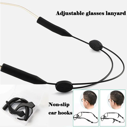 Adjustable Glasses Lanyard Sports Non-slip Anti-lost Neck Strap Reading Glasses Elastic Anti Slip Cords Ear Hook Suit Silicone