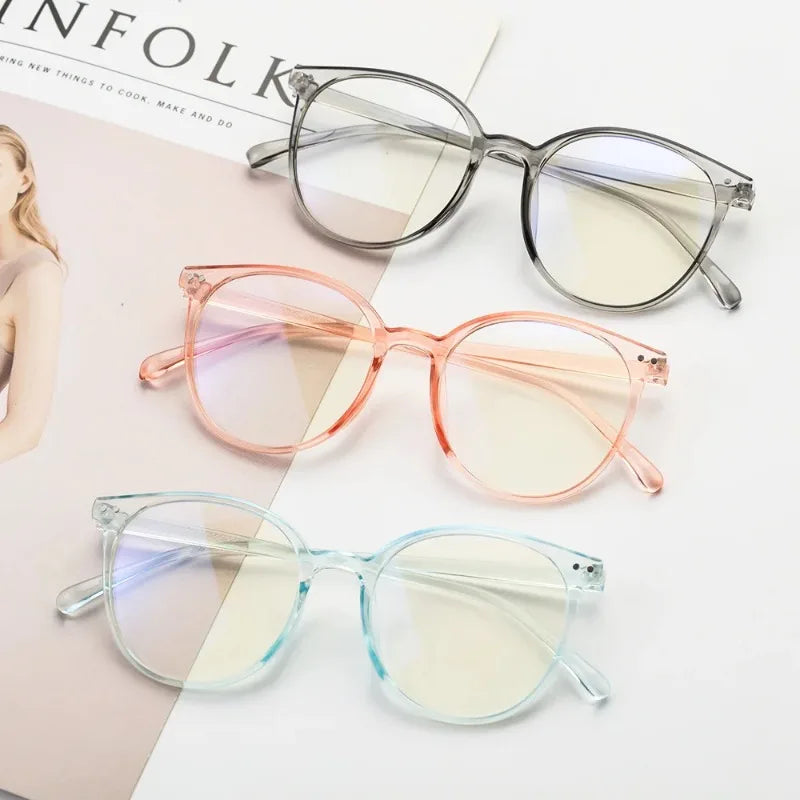 Blue Light Glasses Women PC Frame Resin Lens Anti Blue Light Blocking Radiation Trend Clear Lenses Transparent Optical Spectacle
