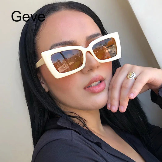 Classic Cat Eye Ladies Sunglasses Vintage Trendy Luxury Brand Square Black Sunglasses Women Outdoor UV400 Lenses