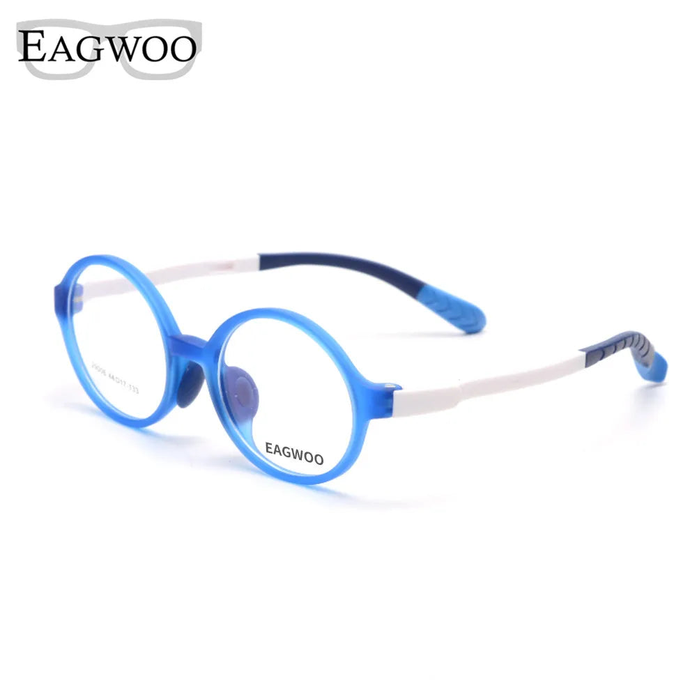 Eagwoo Silicon Soft  Children Eyeglasses Round Vintage Sepectacle Optical Frame with Plain Vision Lenses Spectacle 29006