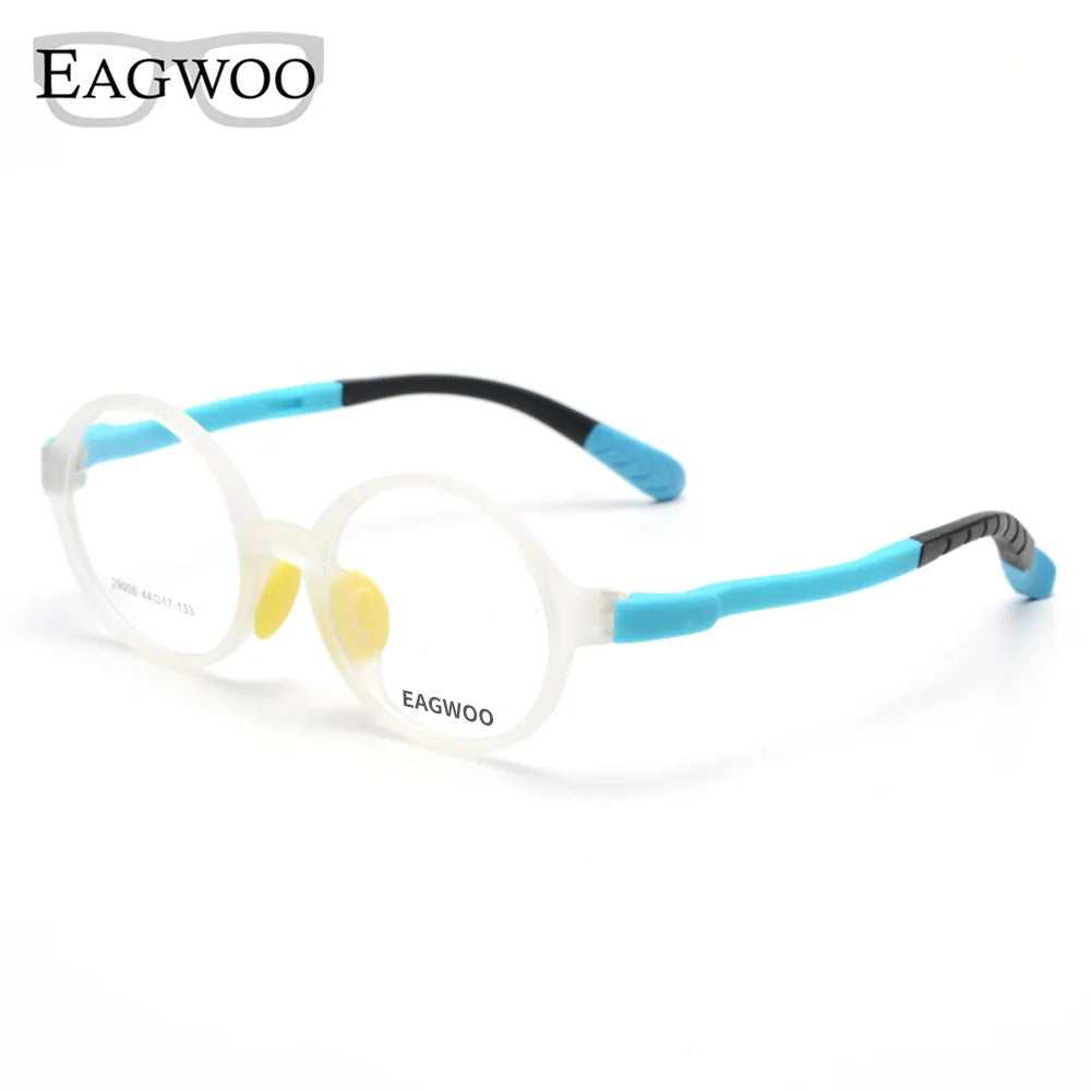 Eagwoo Silicon Soft  Children Eyeglasses Round Vintage Sepectacle Optical Frame with Plain Vision Lenses Spectacle 29006