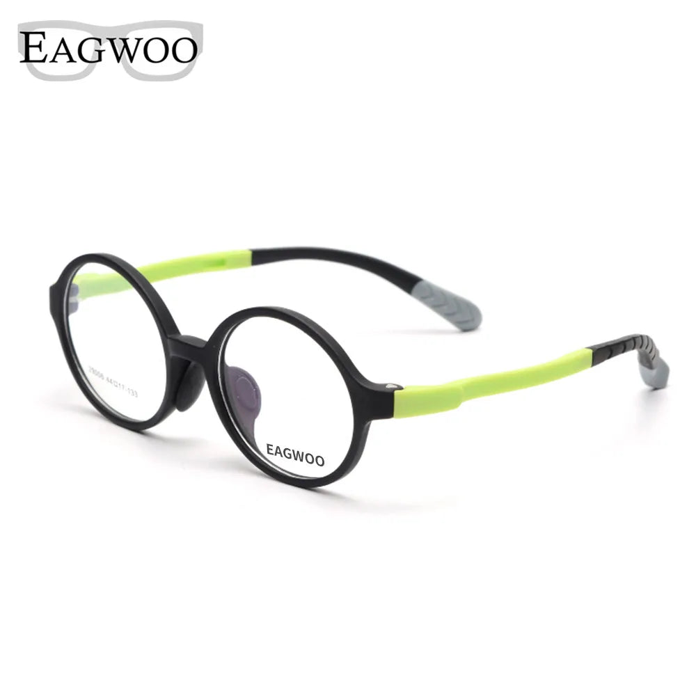 Eagwoo Silicon Soft  Children Eyeglasses Round Vintage Sepectacle Optical Frame with Plain Vision Lenses Spectacle 29006