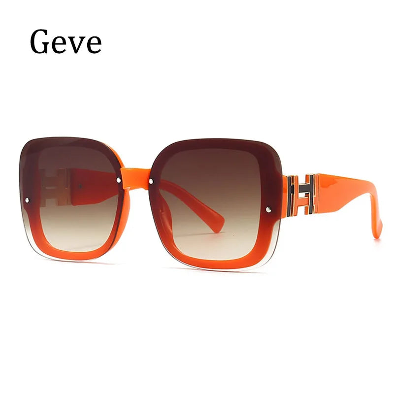 Orange Women's Square Sunglasses Trendy Luxury Brand Gradient Lenses Sun Glasses Ladies 100% UV400 Protection