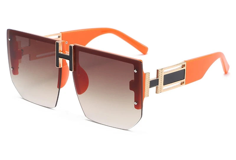 Orange Women's Square Sunglasses Trendy Luxury Brand Gradient Lenses Sun Glasses Ladies 100% UV400 Protection