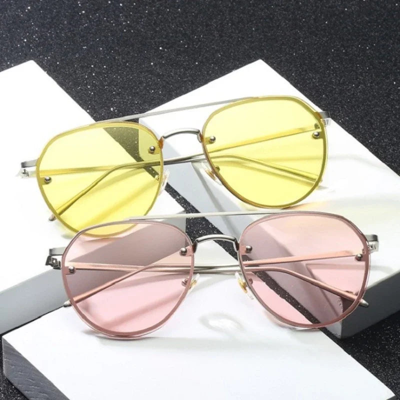 Tide Sunglasses Women Oval Ultraviolet-proof Premium Pink Sun Glasses Men Outdoor Cycling Driving Sun Eyewear Gafas