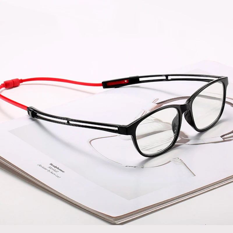 Lightweight Hanging Neck Reading Glasses Magnetic Bendable Anti Blue Light Presbyopic Glasses Men Women Adjustable Temples