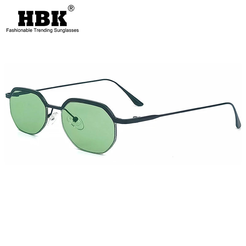 HBK Nuovo Retro Occhiali da Sole con Montatura Piccola Uomo Lenti Poligonali Occhiali da Sole Donna Attività Viaggio Festa Occhiali da Sole Donna Stile Estivo