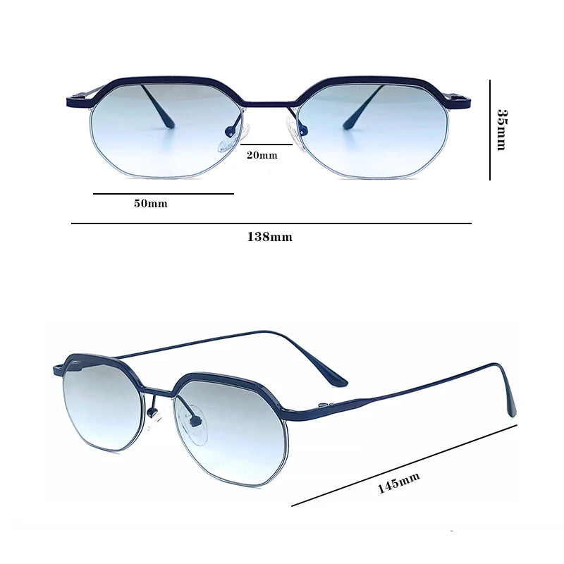 HBK Nuovo Retro Occhiali da Sole con Montatura Piccola Uomo Lenti Poligonali Occhiali da Sole Donna Attività Viaggio Festa Occhiali da Sole Donna Stile Estivo