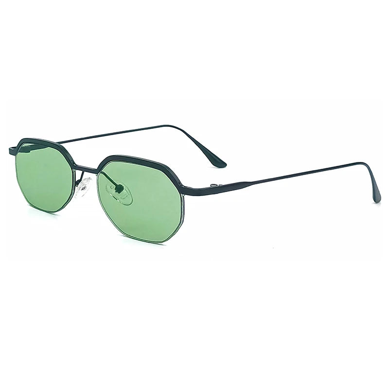 HBK Nuovo Retro Occhiali da Sole con Montatura Piccola Uomo Lenti Poligonali Occhiali da Sole Donna Attività Viaggio Festa Occhiali da Sole Donna Stile Estivo