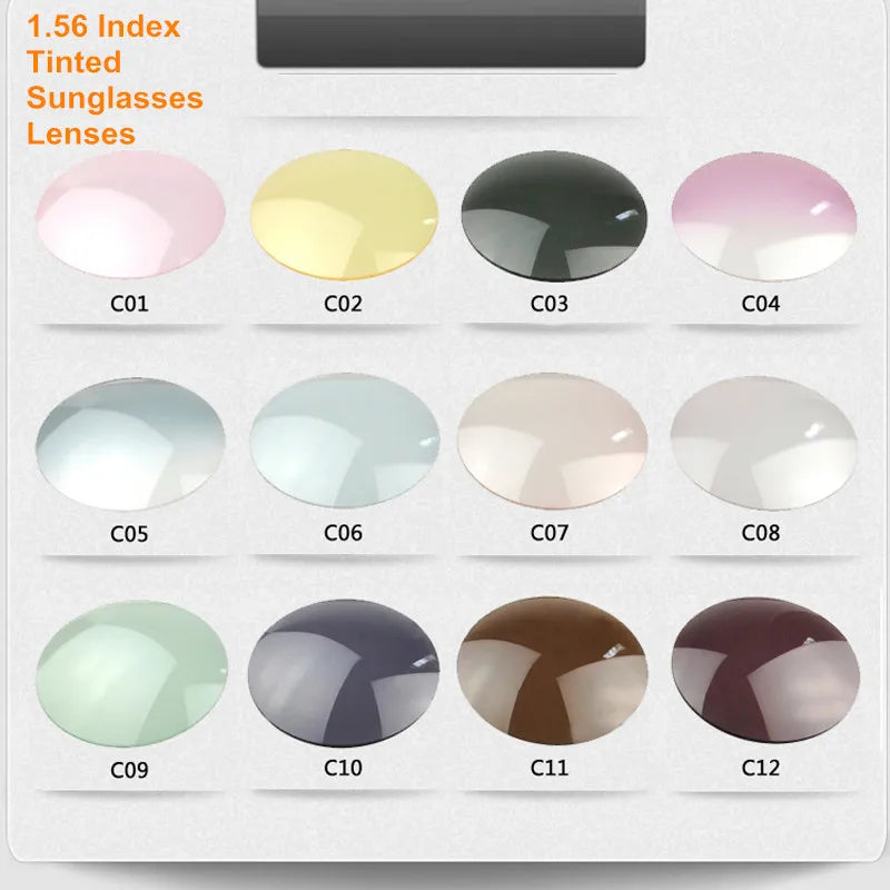 1.56 Index Prescription Sunglasses Lenses Tinted Color Lenses for Myopia/Hyperopia Grey Brown Blue Pink Coated Lenses Anti UV