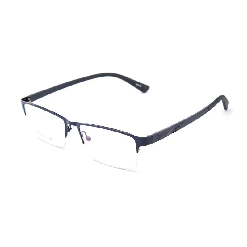Occhiali da vista con montatura in metallo a mezza montatura per uomo, stile personalizzato ultraleggero, forma quadrata, occhiali da vista in saldo