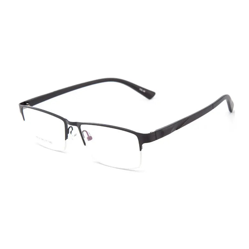 Occhiali da vista con montatura in metallo a mezza montatura per uomo, stile personalizzato ultraleggero, forma quadrata, occhiali da vista in saldo