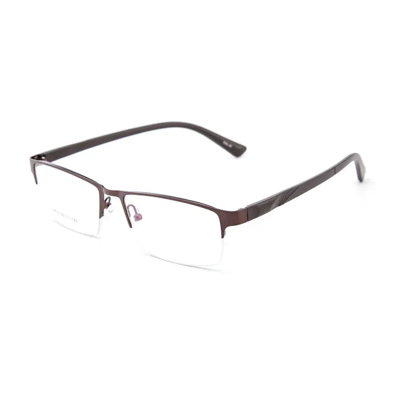 Occhiali da vista con montatura in metallo a mezza montatura per uomo, stile personalizzato ultraleggero, forma quadrata, occhiali da vista in saldo