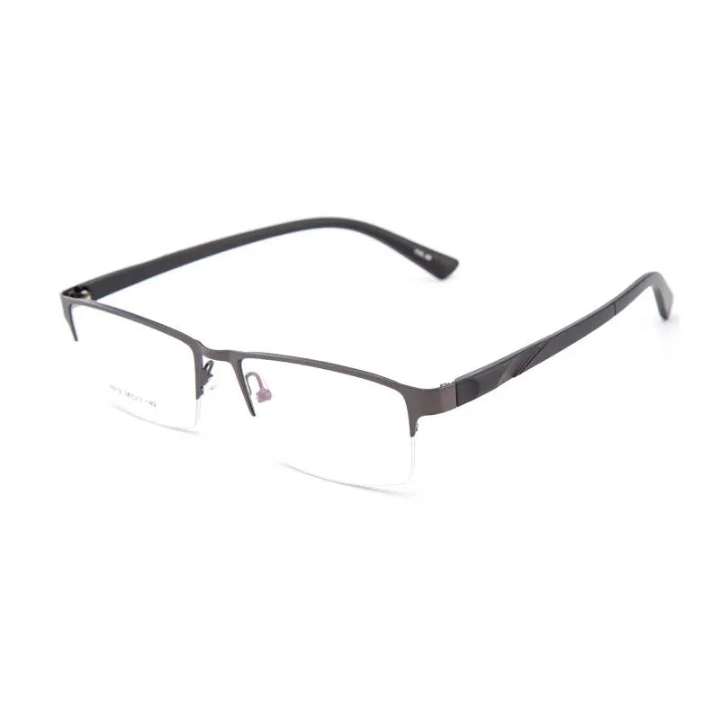 Occhiali da vista con montatura in metallo a mezza montatura per uomo, stile personalizzato ultraleggero, forma quadrata, occhiali da vista in saldo
