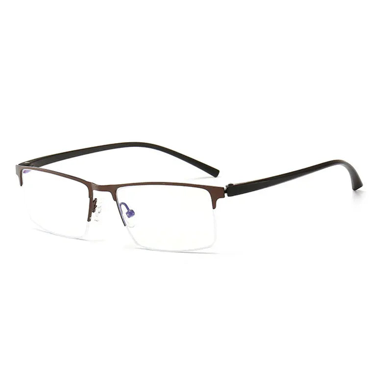 Half Rim Metal Frame Glasses Man and Woman TR90 Temple Arms Business Style Anti-Blue Lenses Retro Eyewears