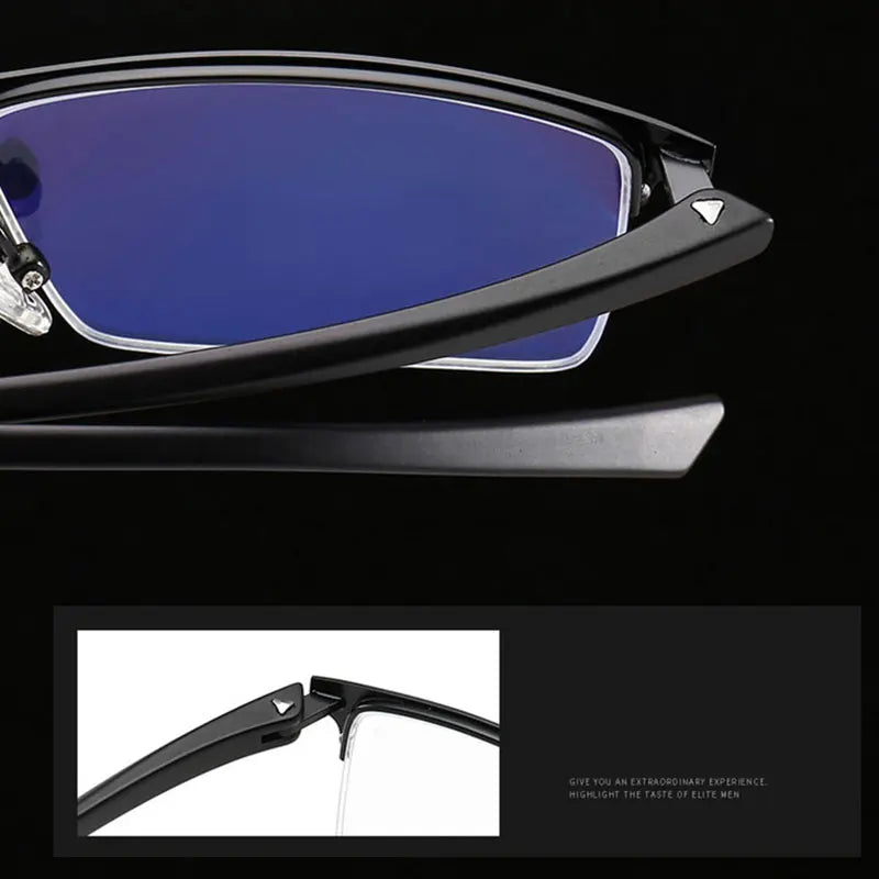 Half Rim Metal Frame Glasses Man and Woman TR90 Temple Arms Business Style Anti-Blue Lenses Retro Eyewears