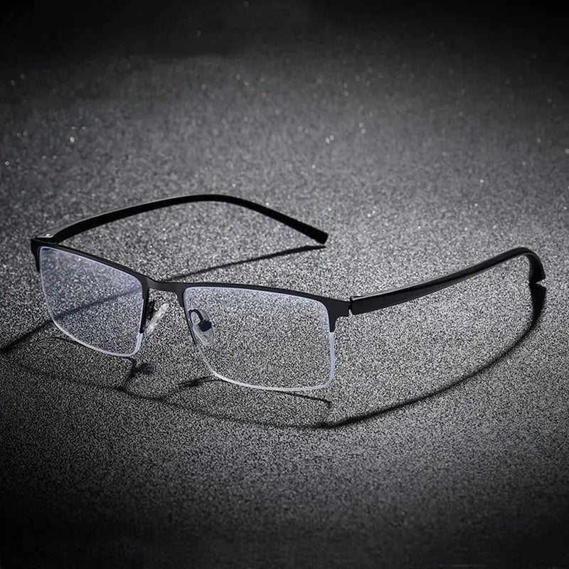 Half Rim Metal Frame Glasses Man and Woman TR90 Temple Arms Business Style Anti-Blue Lenses Retro Eyewears
