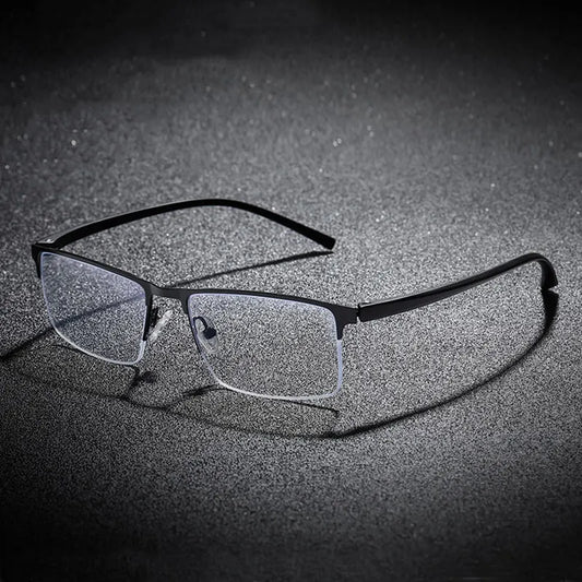 Half Rim Metal Frame Glasses Man and Woman TR90 Temple Arms Business Style Anti-Blue Lenses Retro Eyewears
