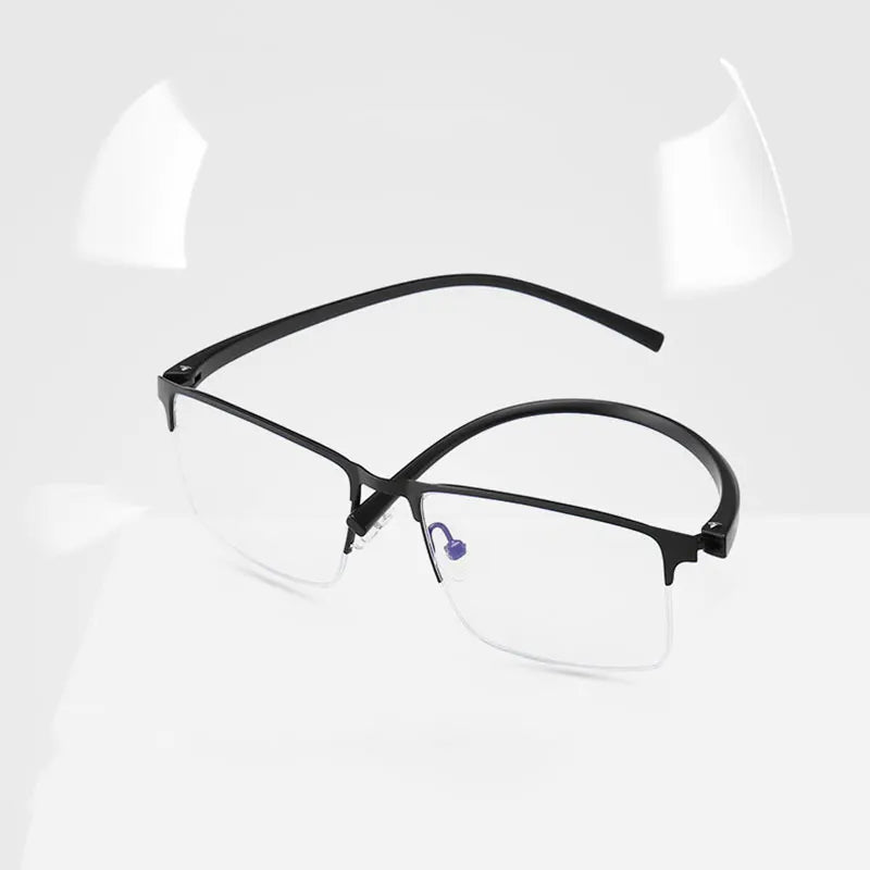 Half Rim Metal Frame Glasses Man and Woman TR90 Temple Arms Business Style Anti-Blue Lenses Retro Eyewears