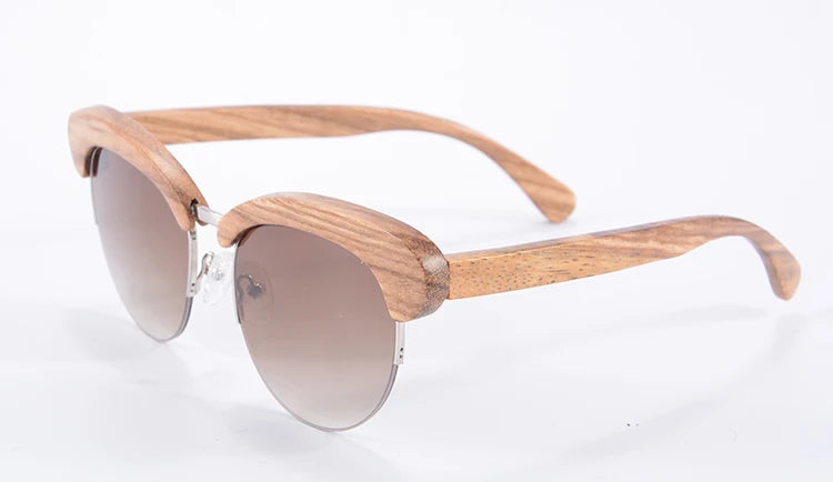 Half Wooden Frame Sunglasses Women Men Eyewear UV400 Mirror Glasses CR39 resin lenses Occhiali Da Sole 6097