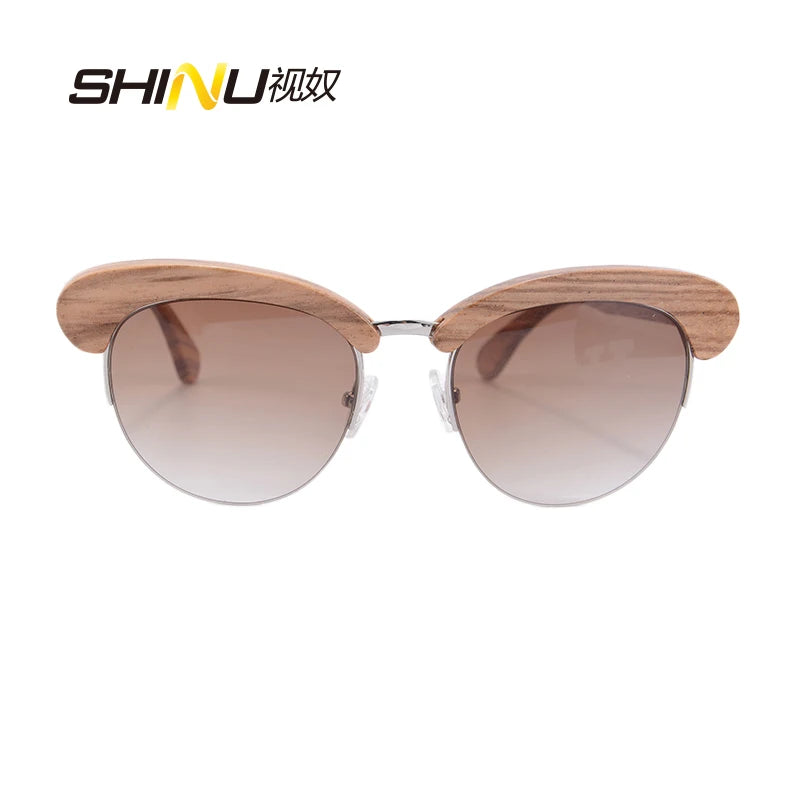 Half Wooden Frame Sunglasses Women Men Eyewear UV400 Mirror Glasses CR39 resin lenses Occhiali Da Sole 6097