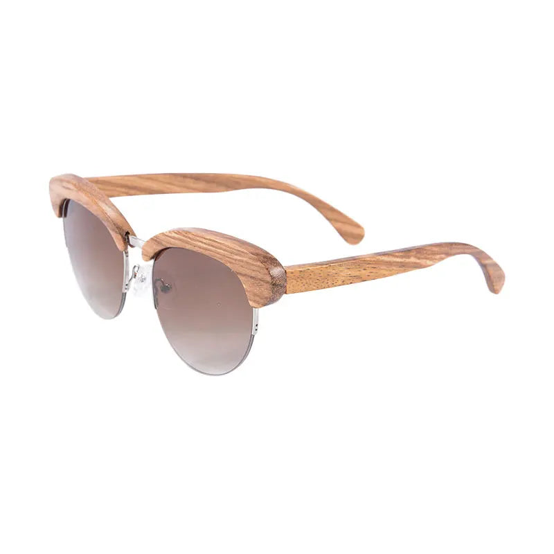 Half Wooden Frame Sunglasses Women Men Eyewear UV400 Mirror Glasses CR39 resin lenses Occhiali Da Sole 6097