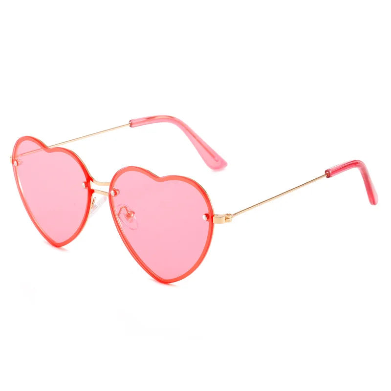 Heart Shaped Sunglasses Metal Women Brand Designer Rimless LOVE Clear Ocean Lenses Sun Glasses Oculos UV400