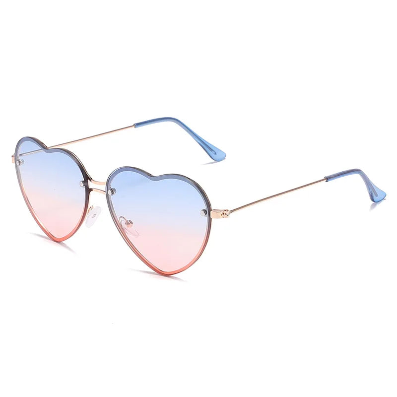 Heart Shaped Sunglasses Metal Women Brand Designer Rimless LOVE Clear Ocean Lenses Sun Glasses Oculos UV400