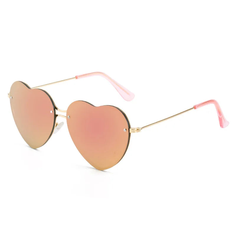 Heart Shaped Sunglasses Metal Women Brand Designer Rimless LOVE Clear Ocean Lenses Sun Glasses Oculos UV400