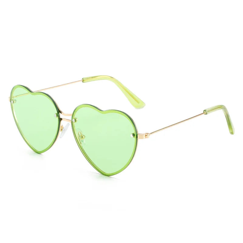 Heart Shaped Sunglasses Metal Women Brand Designer Rimless LOVE Clear Ocean Lenses Sun Glasses Oculos UV400