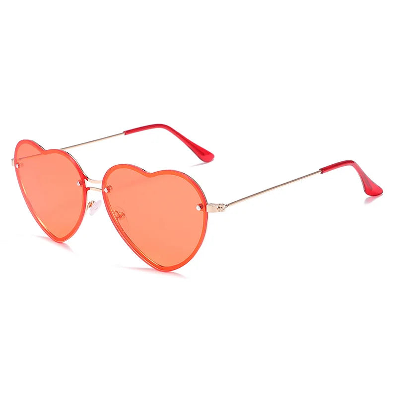 Heart Shaped Sunglasses Metal Women Brand Designer Rimless LOVE Clear Ocean Lenses Sun Glasses Oculos UV400