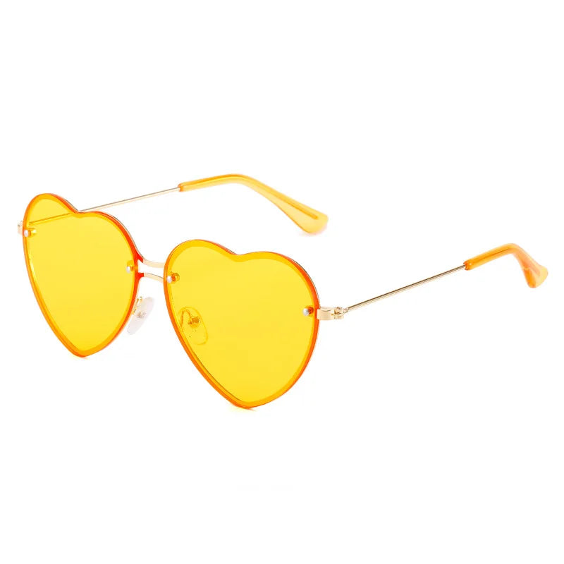 Heart Shaped Sunglasses Metal Women Brand Designer Rimless LOVE Clear Ocean Lenses Sun Glasses Oculos UV400