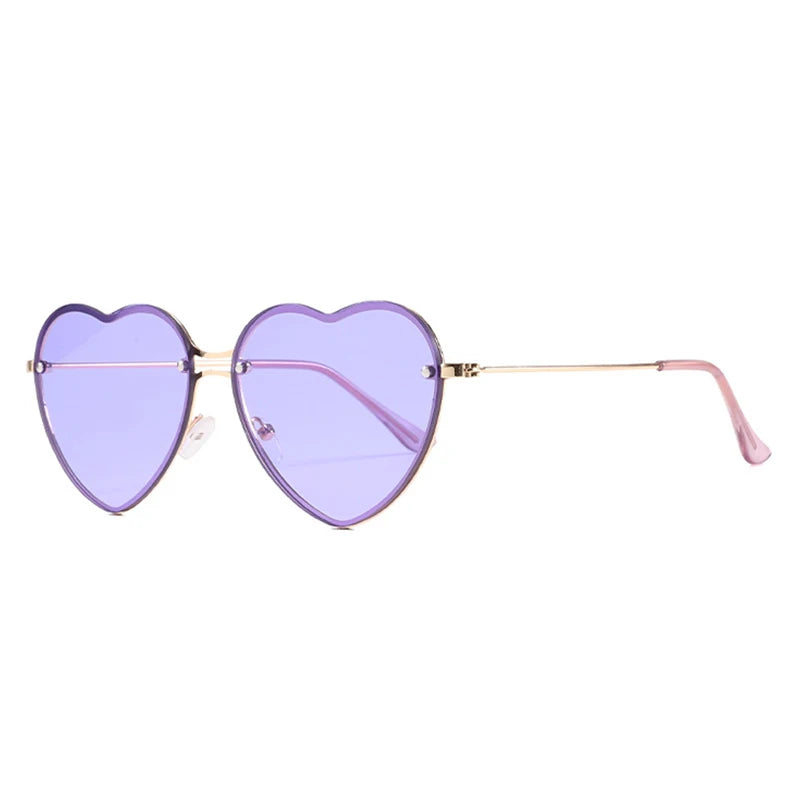 Heart Shaped Sunglasses Metal Women Brand Designer Rimless LOVE Clear Ocean Lenses Sun Glasses Oculos UV400