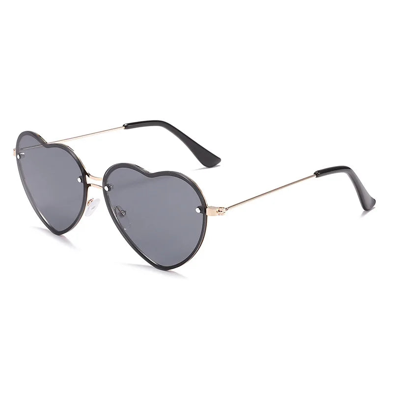 Heart Shaped Sunglasses Metal Women Brand Designer Rimless LOVE Clear Ocean Lenses Sun Glasses Oculos UV400